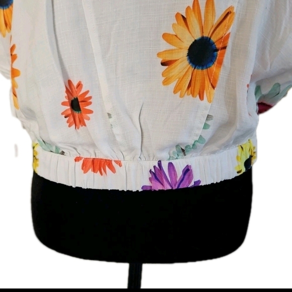 Desigual Womens Short Gathered Floral Blouse M - Picture 9 of 16